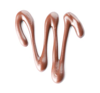 Beyaz arka planda tatlı erimiş çikolata