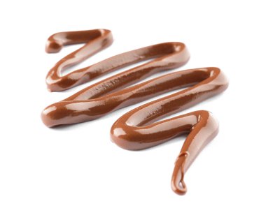 Beyaz arka planda tatlı erimiş çikolata