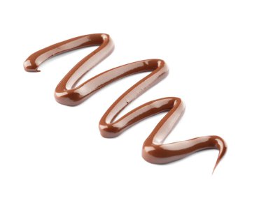 Beyaz arka planda tatlı erimiş çikolata