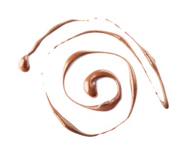 Beyaz arka planda erimiş çikolata kıvrımı