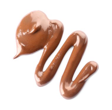 Beyaz arka planda tatlı erimiş çikolata