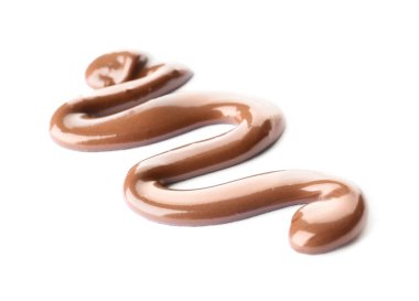 Beyaz arka planda tatlı erimiş çikolata