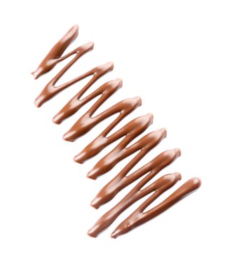 Beyaz arka planda tatlı erimiş çikolata