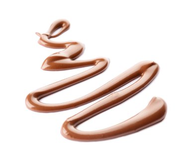 Beyaz arka planda tatlı erimiş çikolata