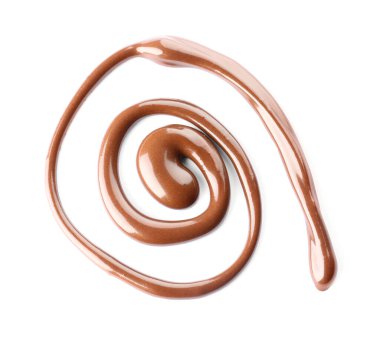 Beyaz arka planda erimiş çikolata kıvrımı