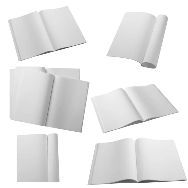 Set Blank Magazines White Background — Stock Photo, Image