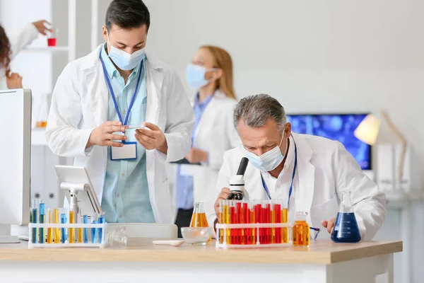 Laboratuvarda numunelerle çalışan bilim adamları