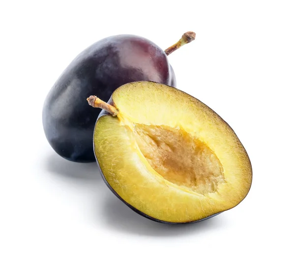 Tasty Sweet Plums White Background — Stock Photo, Image