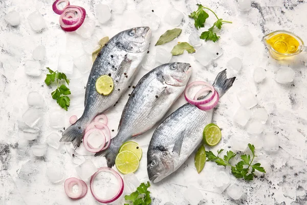 Raw Dorado Fish Ingredients Light Background — Stock Photo, Image