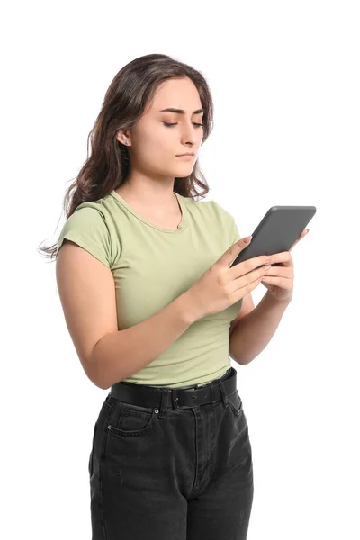 Young Woman Reader White Background — Stock Photo, Image