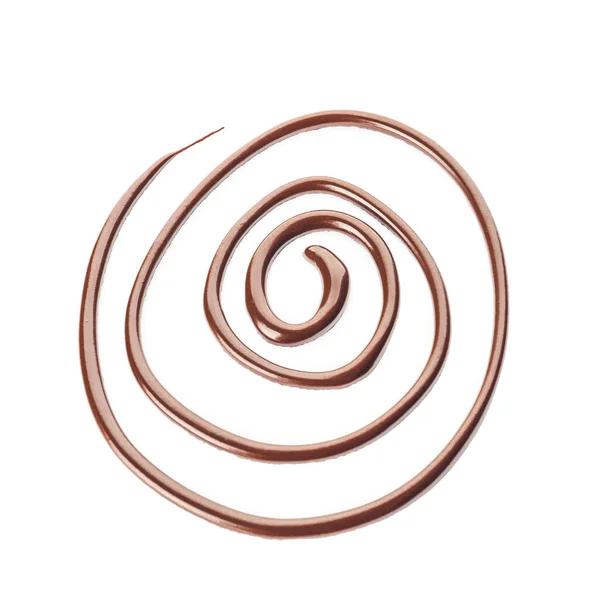 Swirl Melted Chocolate White Background — Fotografia de Stock