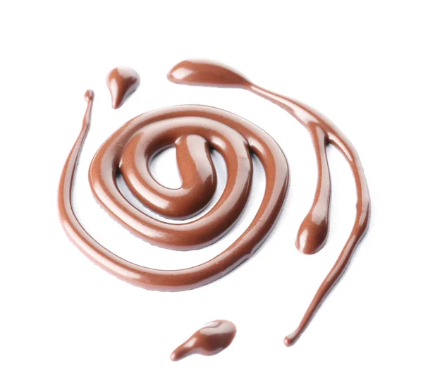 Swirl Melted Chocolate White Background — Fotografia de Stock