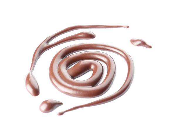 Olvasztott Csokoládé Örvény Fehér Alapon — Stock Fotó