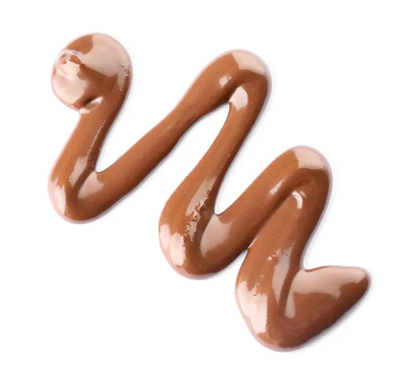 Söt Smält Choklad Vit Bakgrund — Stockfoto