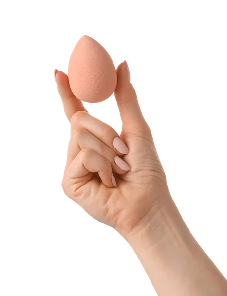 Hand Makeup Sponge White Background — Stock Photo, Image