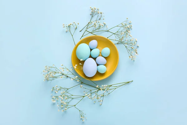 Composizione Con Belle Uova Pasqua Sfondo Colori — Foto Stock