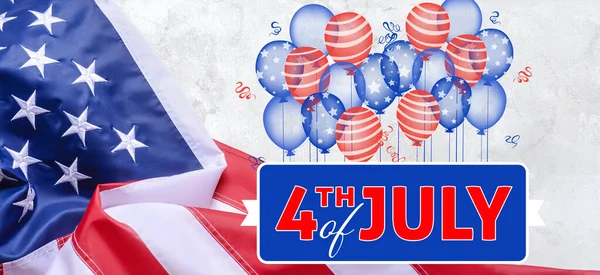 Usa Flag Drawn Balloons Light Background Independence Day Celebration — Stock Photo, Image