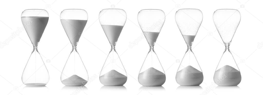 Set of hourglass on white background