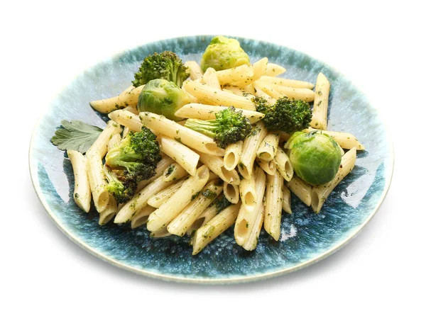 Delicious Pasta Vegetables White Background — Stock Photo, Image