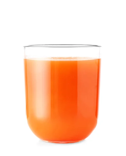 Glas Karottensaft Auf Weißem Hintergrund — Stockfoto