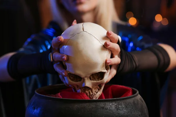 Witch Performing Black Magic Ritual — Stock Photo, Image