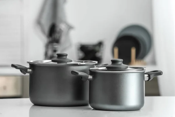 Cooking Pots Table Kitchen — Stock Photo, Image