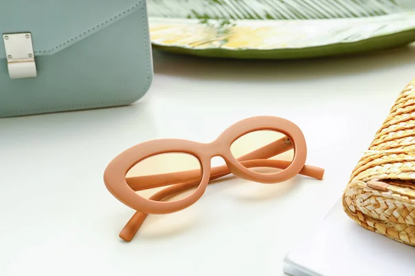 Stylish Female Sunglasses Table — Stock Photo, Image