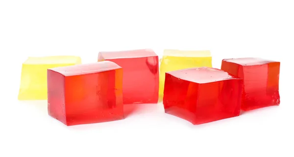 Tasty Jelly Cubes White Background — Stock Photo, Image