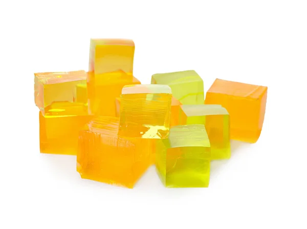 Tasty Jelly Cubes White Background — Stock Photo, Image
