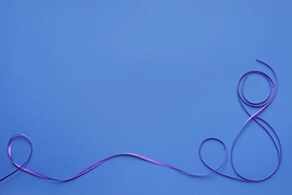 Figure Made Violet Ribbon Color Background International Women Day Celebration — Stock Photo, Image
