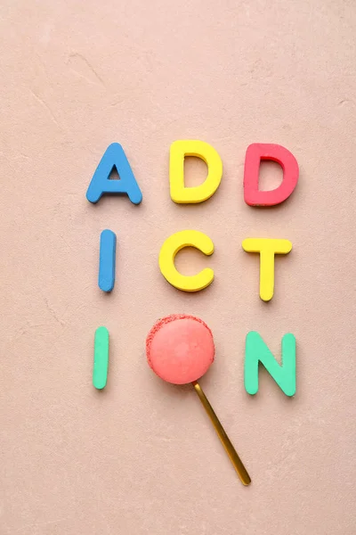 Word Addiction Sweet Cake Color Background — Stock Photo, Image