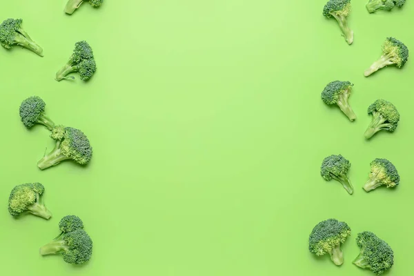 Świeże Brokuły Kapusta Tle Koloru — Zdjęcie stockowe