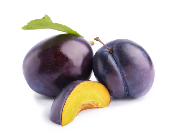 Sweet Plums White Background — Stock Photo, Image