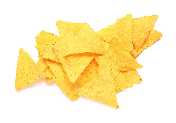 Läckra Nachos Vit Bakgrund — Stockfoto