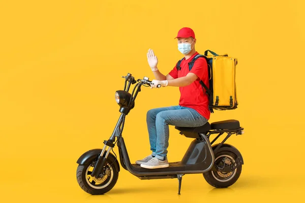 Courier Food Delivery Service Color Background — Stock Photo, Image