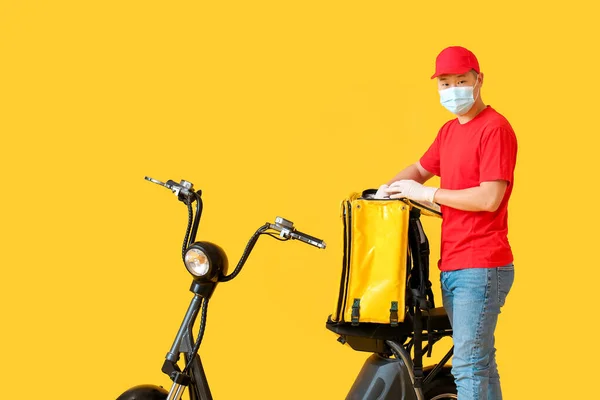 Courier Food Delivery Service Color Background — Stock Photo, Image