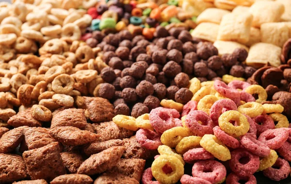 Montón Sabrosos Cereales Desayuno Como Fondo — Foto de Stock