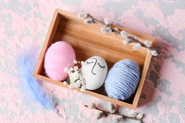 Creative Composition Easter Eggs Table — Stock Photo, Image