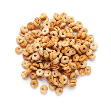 Beyaz arka planda lezzetli kahvaltı gevrekleri