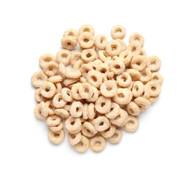 Beyaz arka planda lezzetli kahvaltı gevrekleri