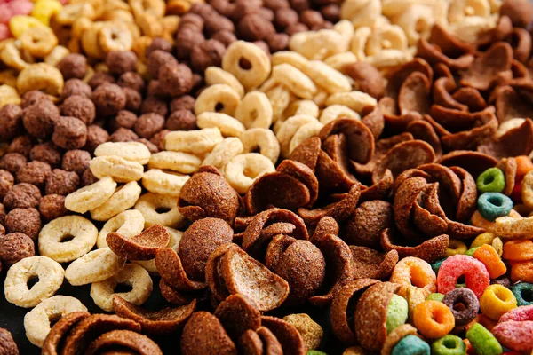 Montón Sabrosos Cereales Desayuno Como Fondo — Foto de Stock