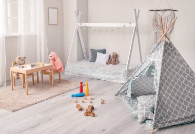 Modern çocuk odasının şık iç tasarımı