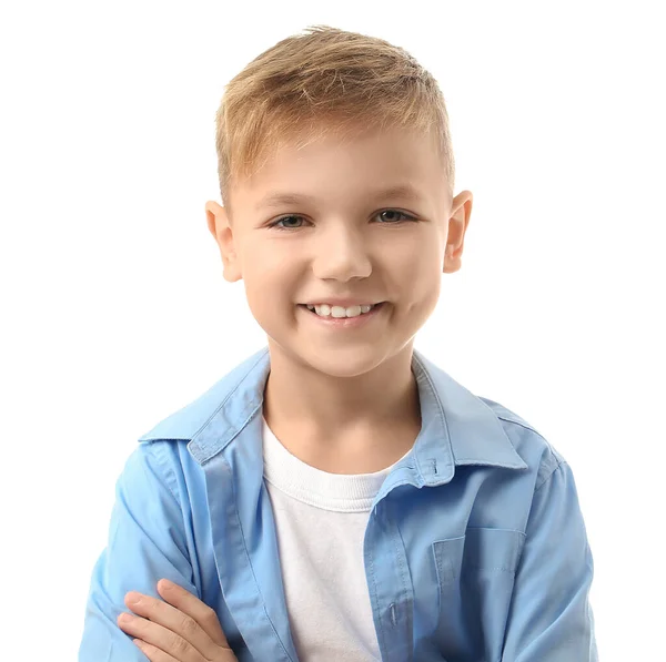 Cute Little Boy White Background — Stock Photo, Image