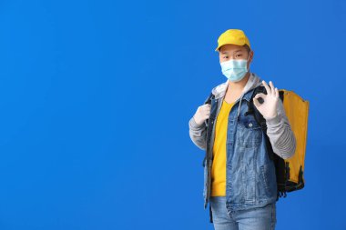 Yemek dağıtım servisi renk arkaplanında iyi görünüyor