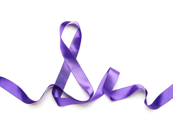 Figure Made Violet Ribbon White Background International Women Day Celebration — Stock Photo, Image