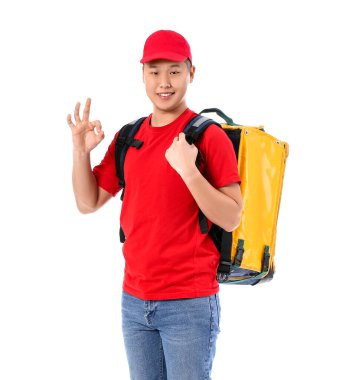 Yemek dağıtım servisi beyaz arka planda iyi görünüyor.