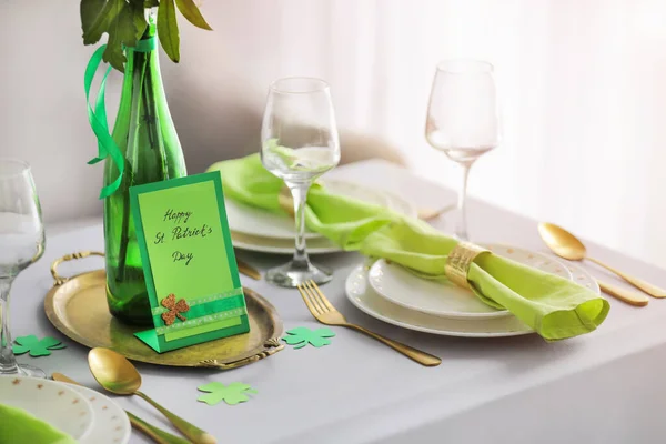 Beautiful Table Setting Patrick Day Celebration — Stock Photo, Image