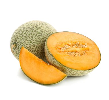 Beyaz arka planda olgun kavunlar