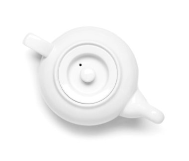 Beyaz arkaplanda şık bir çaydanlık