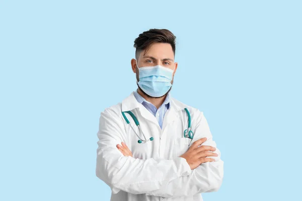 Doctor Medical Mask Color Background — Stock Photo, Image